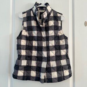 Talbots Black & White Plaid Quilted Vest Size S - rarely worn